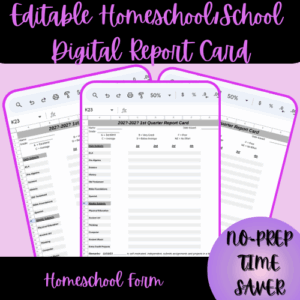 Editable Homeschool/School Digital Report Card