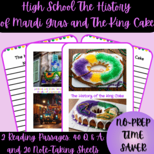 High School The History of Mardi Gras and the King Cake Reading Passage Bundle